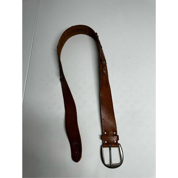 Rare Hollister Co. Leather Tea Rose Appliqué Brown Belt  Size S main image 9